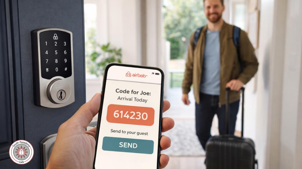 Airbnb guest entering vacation rental using digital access control system