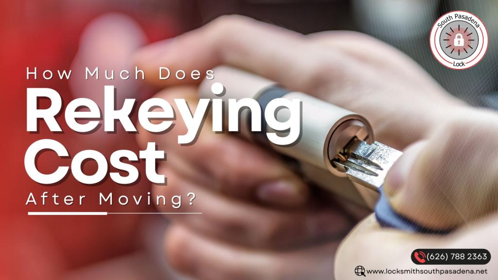 Locksmith rekeying a door lock cylinder after moving into a new home